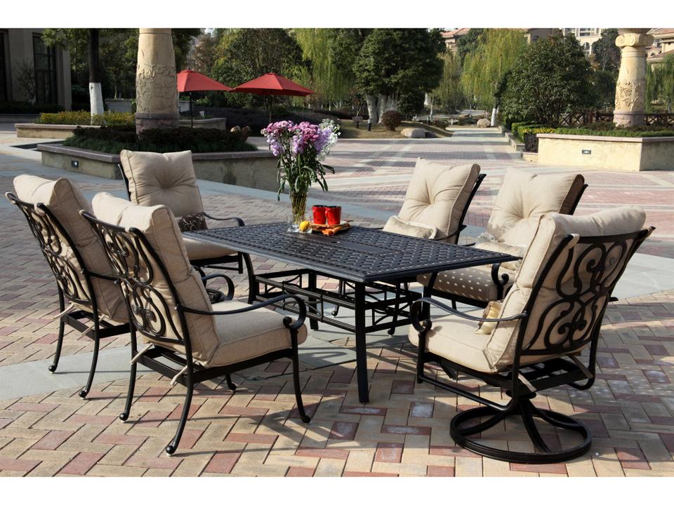 Santa Anita Antique Bronze Cast Aluminum Dining Set