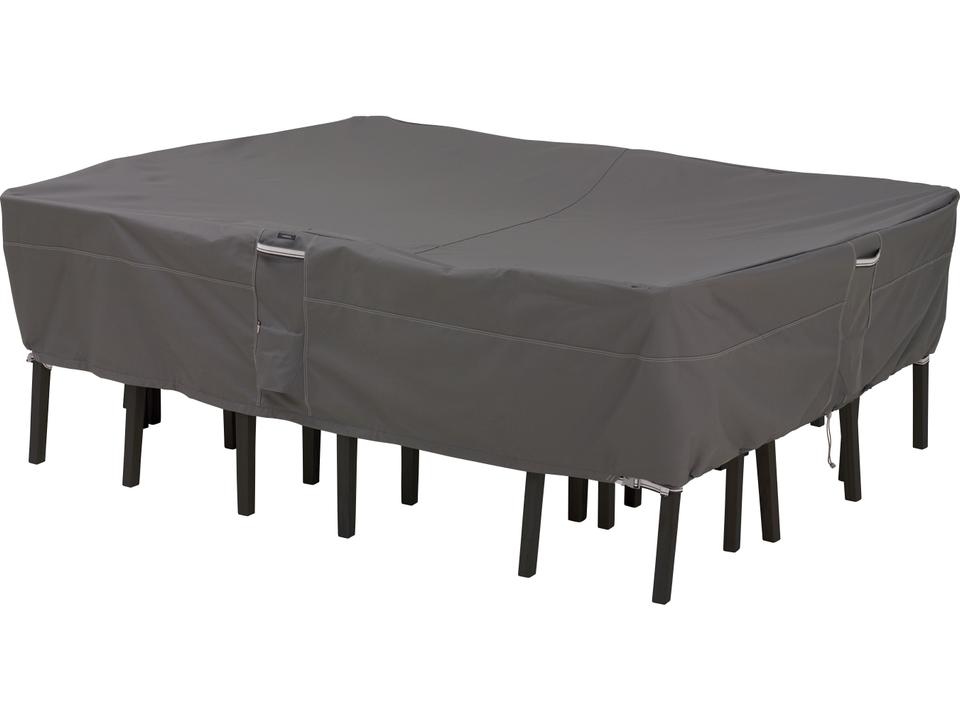 Ravenna 108 Inch Rectangular Oval Table and Chair Set Cover in Dark Taupe