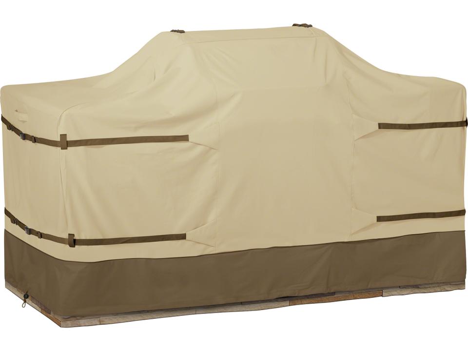 Veranda 86 Inch Island With Center Grill Head Cover in Pebble
