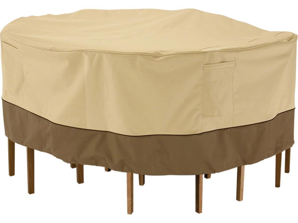 Veranda 82 Inch Round Table & Chair Set Cover in Pebble