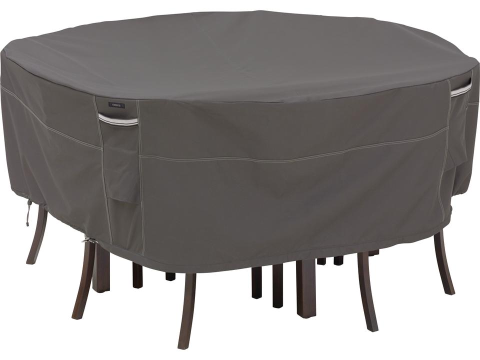 Ravenna 82 Inch Round Patio Table and Chair Set Cover in Dark Taupe