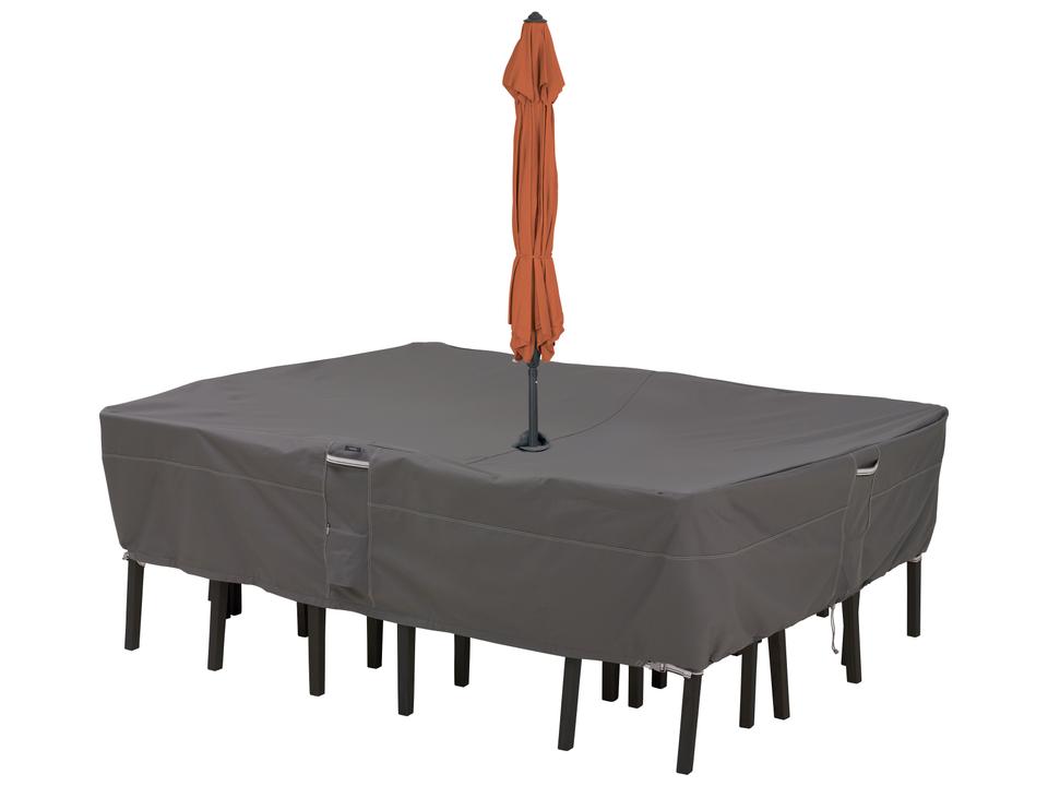 Ravenna 110 Inch Rectangular Table and Chair Set Cover in Dark Taupe