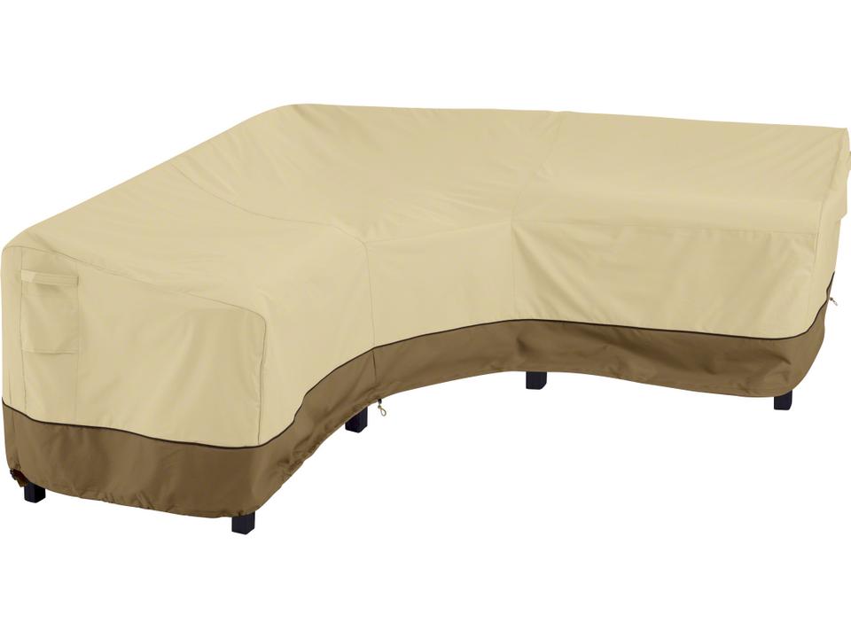 Veranda V-Shaped Sectional Lounge Set Cover in Pebble Bark Earth