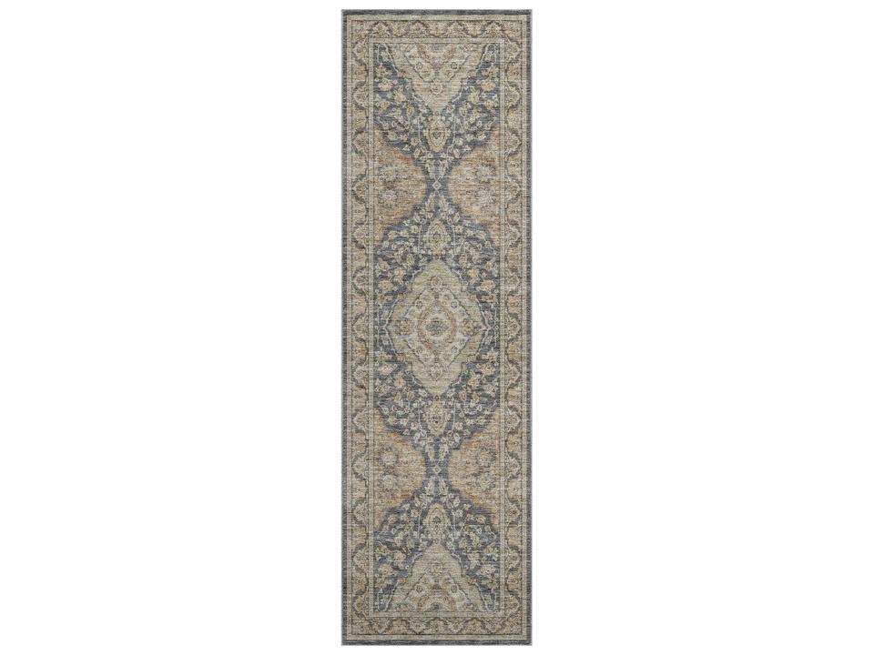 Hatay Bordered Machine Washable Runner Area Rug in Charcoal