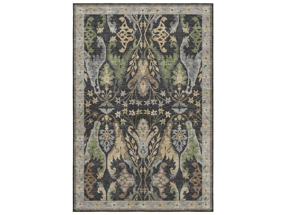 Hatay Machine Washable Area Rug in Black Traditional Design