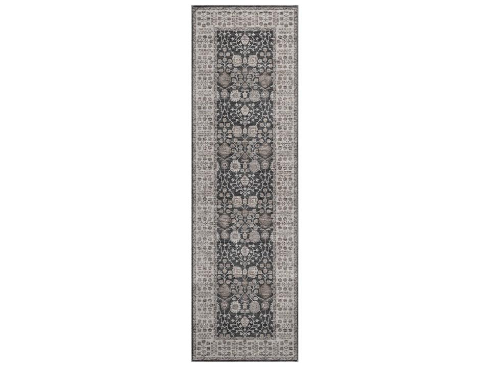 Hatay Bordered Runner Area Rug in Black 27 x 90 Inch
