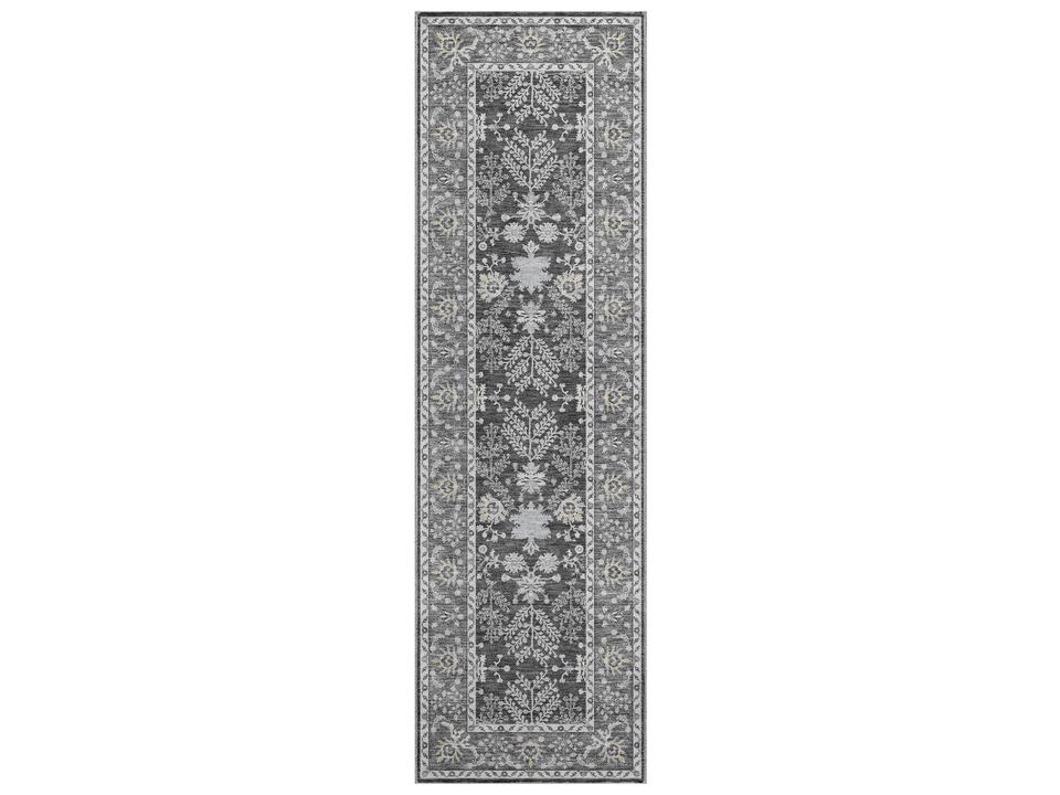 Hatay Bordered Runner Area Rug in Charcoal 2'3" x 7'6"