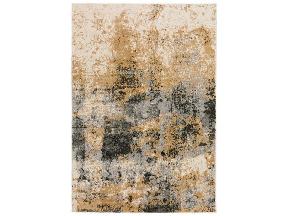 Karma High-Low Pile Area Rug in Silver with Shaded Faded Pattern