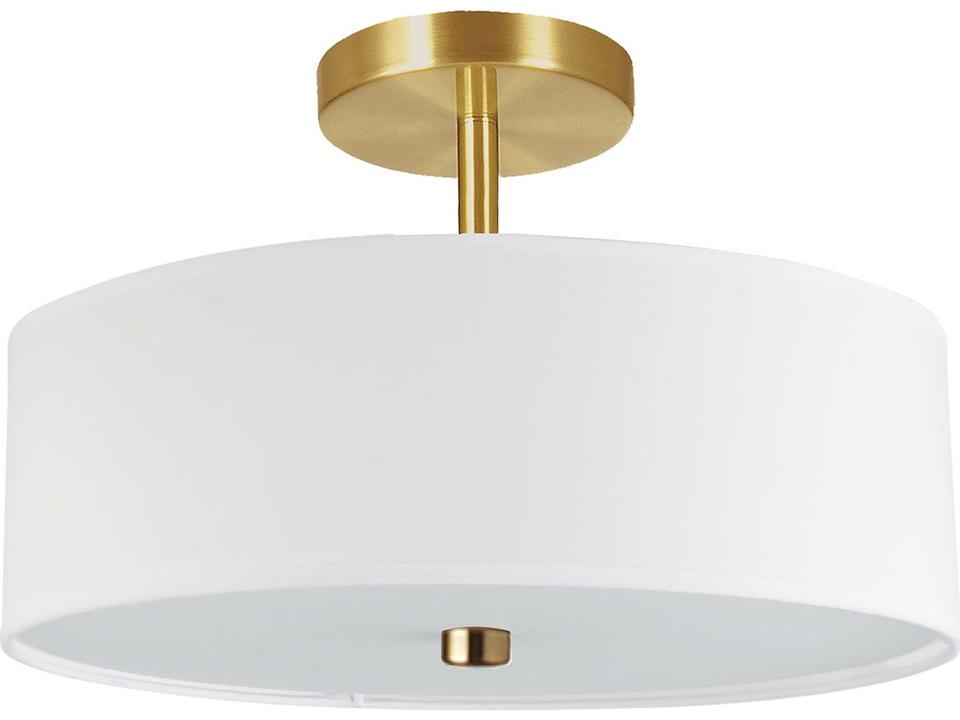 Everly 3-Light Semi-Flush Mount in Aged Brass with White Shade