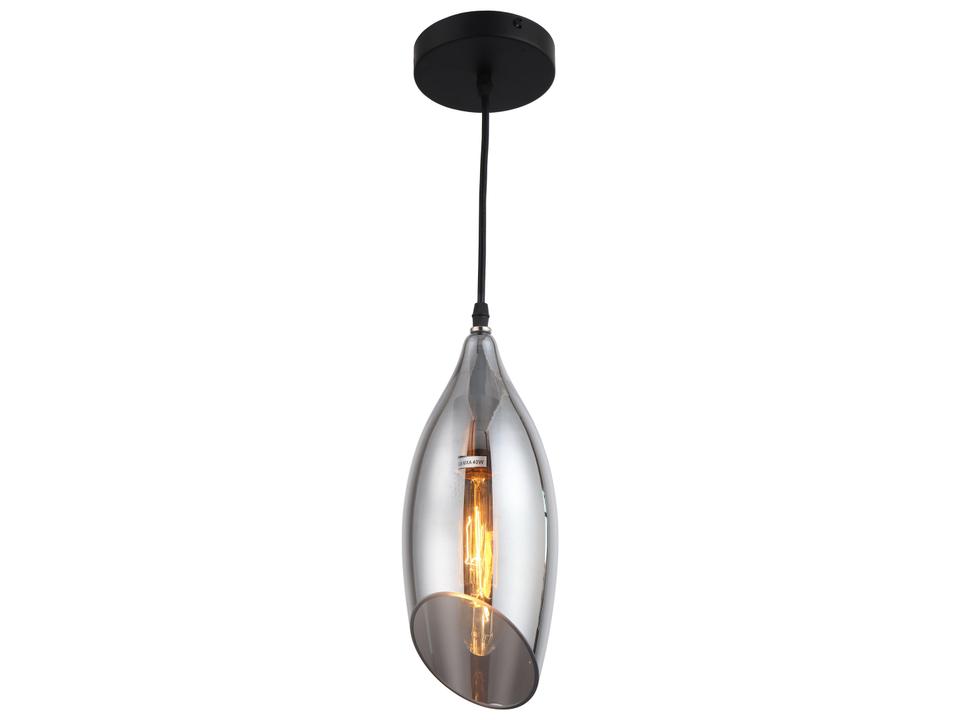 Abba 1-Light Black Incandescent Pendant with Smoked Glass