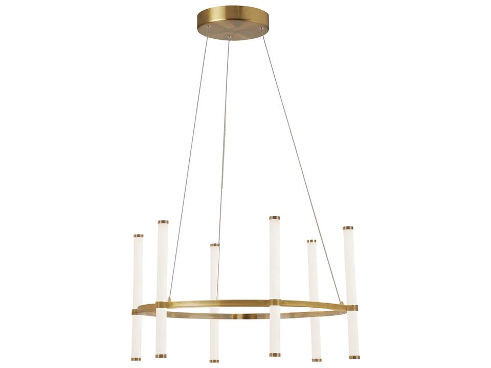 Corvette 6-Light Aged Brass Cylinder Linear Chandelier