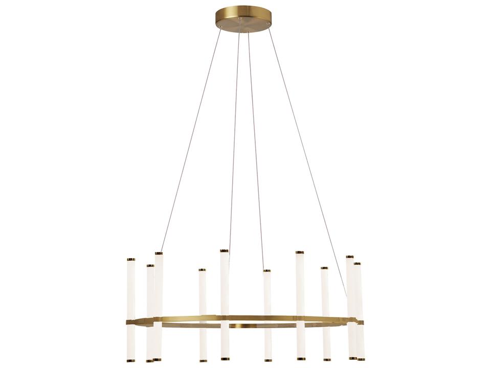 Corvette 10-Light Aged Brass Cylinder Linear Chandelier