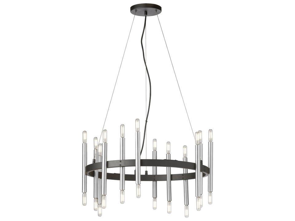 Derry 24-Light Matte Black Polished Chrome Chandelier