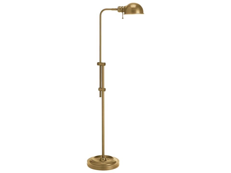 Fedora 1-Light Adjustable Pharmacy Floor Lamp in Aged Brass