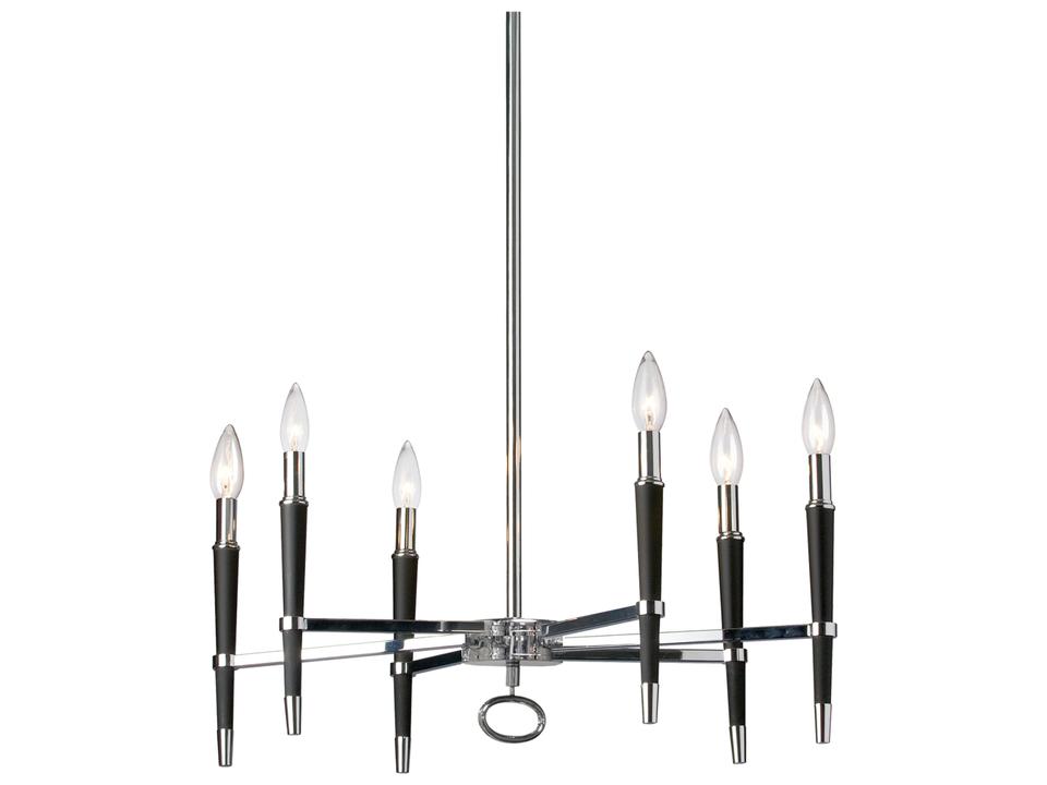 Langford 6-Light Polished Chrome Black Candelabra Chandelier
