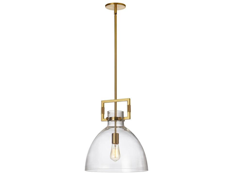 Liberty 1-Light Aged Brass Pendant Light with Clear Glass Shade