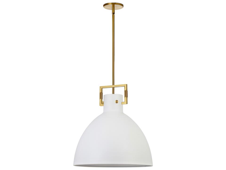 Liberty 1-Light Matte White Aged Brass Dome Pendant
