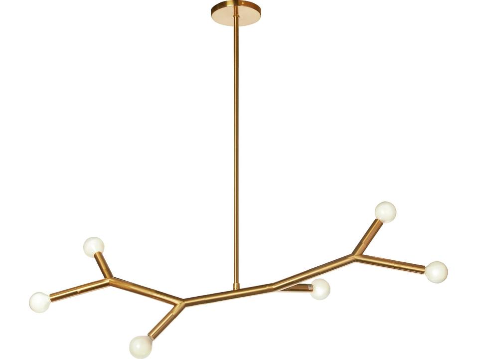 Morgan 6-Light Aged Brass Linear Island Pendant