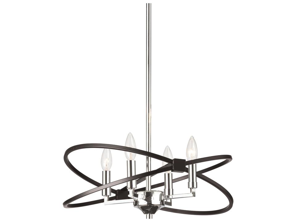 Paloma 4-Light Polished Chrome Matte Black Chandelier
