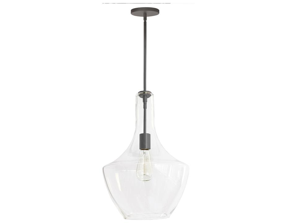 Petalite 1-Light Incandescent Pendant with Clear Glass in Matte Black
