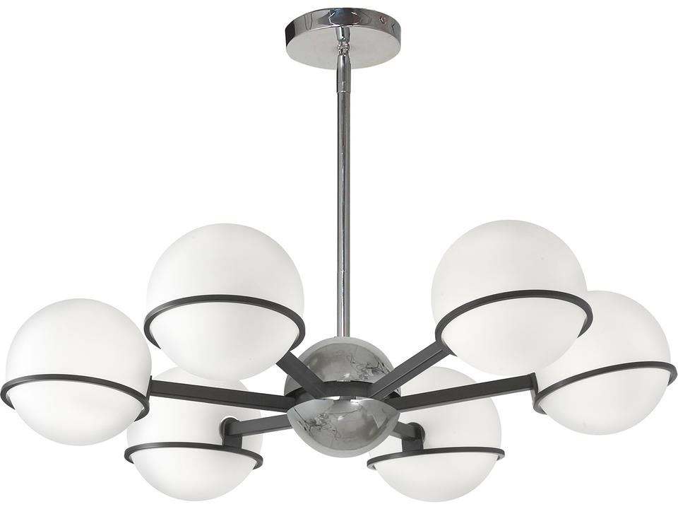 Sofia 6-Light Matte Black Polished Chrome Globe Chandelier