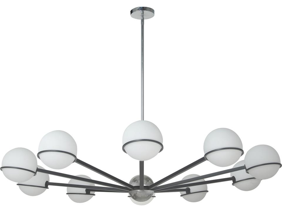 Sofia 10-Light Matte Black Polished Chrome Globe Chandelier