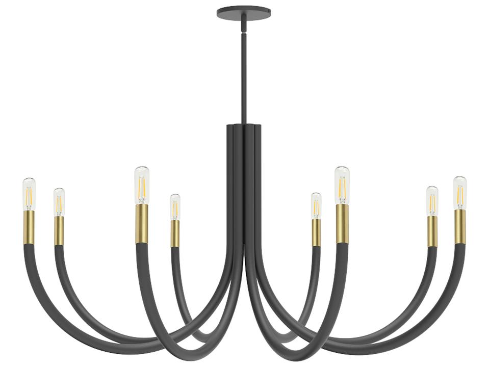 Wand 8-Light Matte Black Aged Brass Candelabra Chandelier