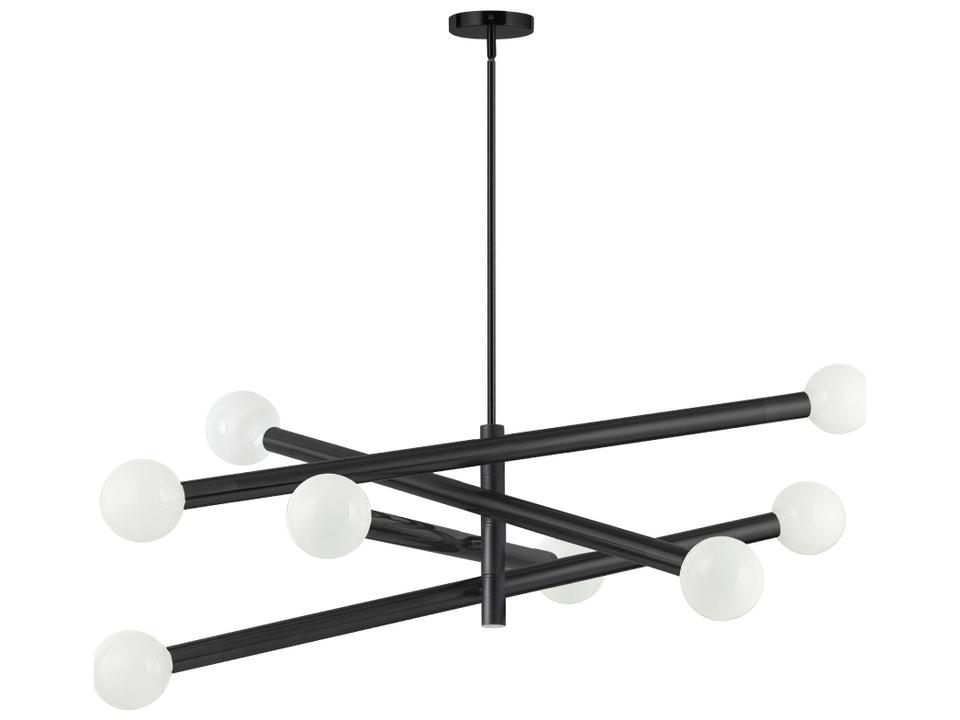 Wand 8-Light Matte Black Linear Tiered Chandelier