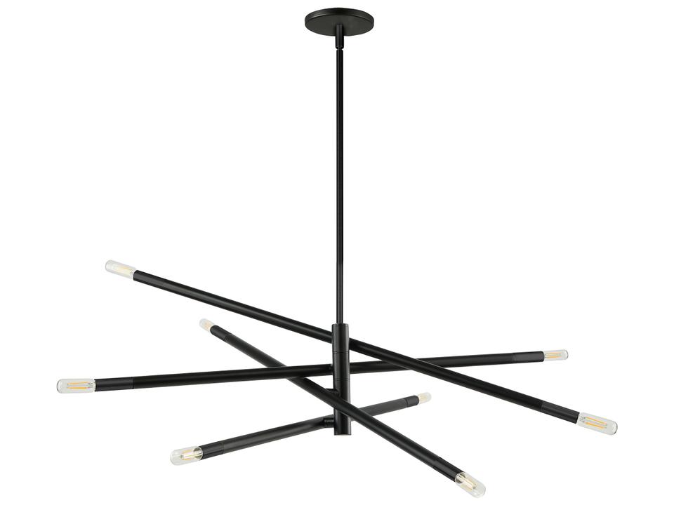 Wand 8-Light Matte Black Linear Chandelier