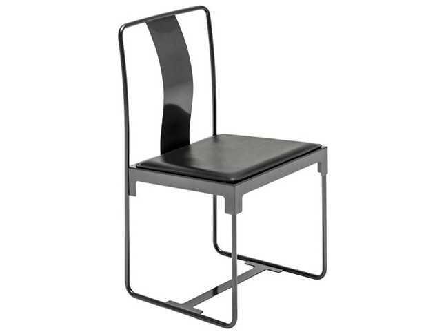Mingx By Konstantin Grcic Leather Black Upholstered Side Dining Chair