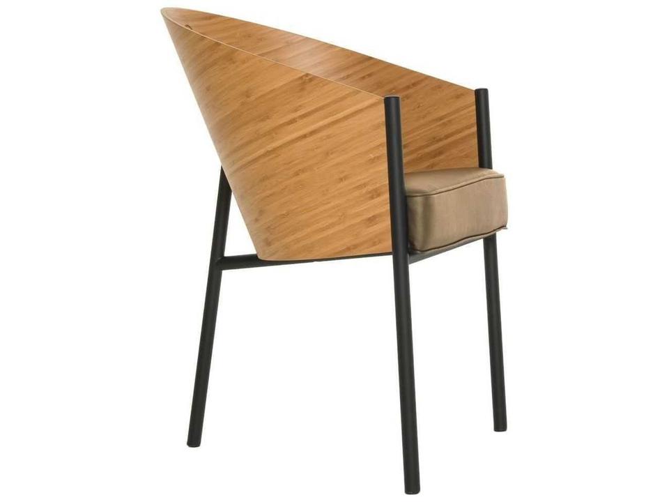 Costes Plywood and Leather Arm Dining Chair by Philippe Starck