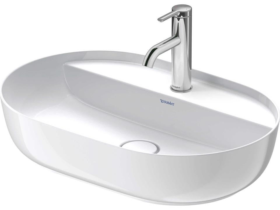Luv 24-Inch Oval Washbowl Sink with 1 Faucet Hole in White High Gloss