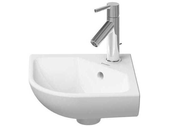 Me By Starck 17 Inch Ceramic Wall Mount Hand Sink in White High Gloss with 1 Faucet Hole