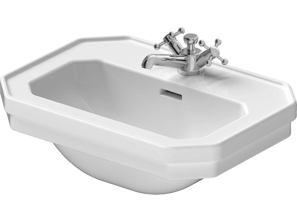 1930 Series Octagonal Wall Mounted Washbasin in White with One Faucet Hole