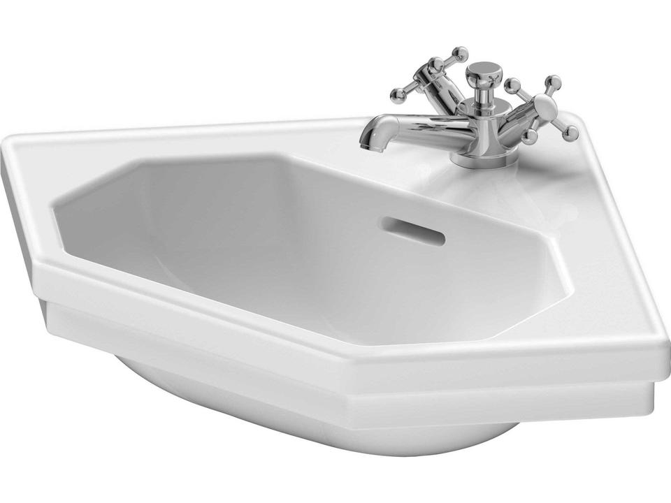 1930 Series Octagonal Wall Mounted Bathroom Sink in White with Single Faucet Hole