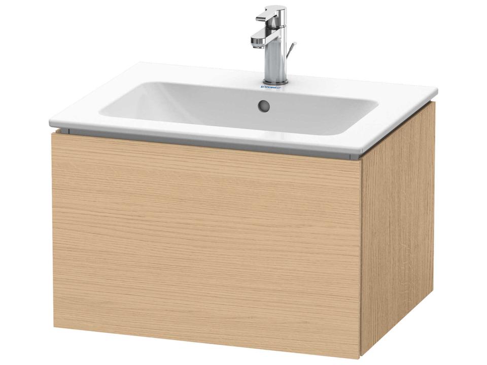 L-Cube 24 Inch Wall Mounted One-Drawer Vanity Unit in Natural Oak Matt