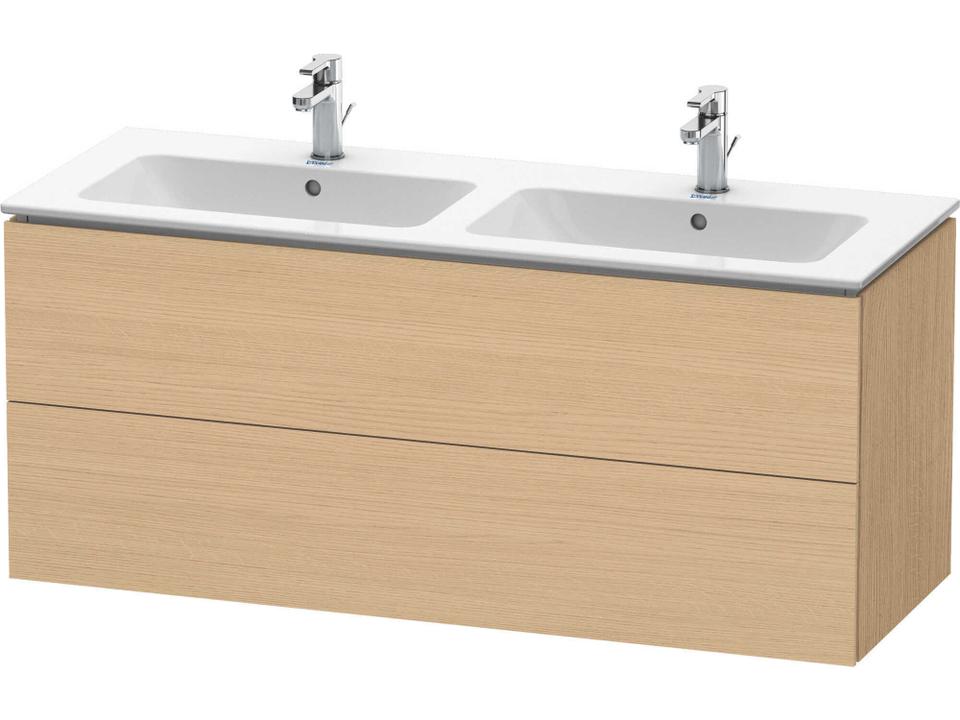 L-Cube 51-Inch Two Drawer Wall-Mounted Vanity Unit in Natural Oak Matt