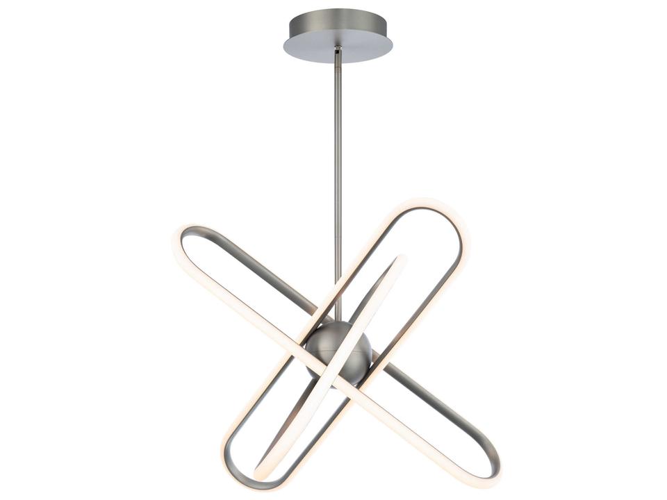 Valerius 3-Light Brushed Nickel LED Geometric Round Chandelier