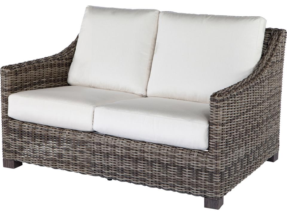 Avallon Wicker Patio Loveseat in Hickory or Smoke Eco-Weave