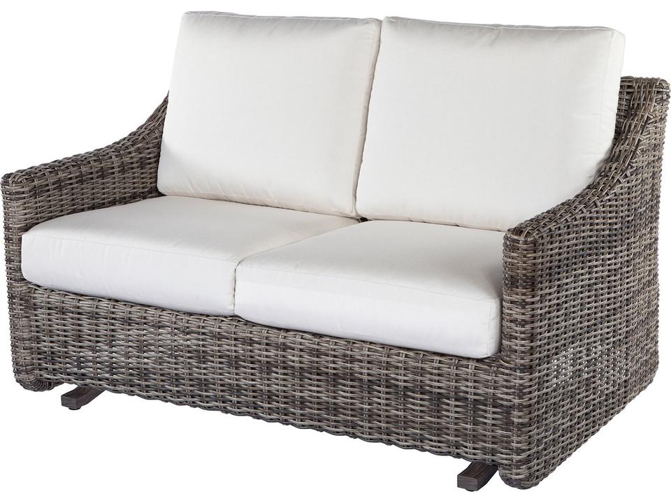 Avallon All-Weather Wicker Glider Loveseat in Hickory
