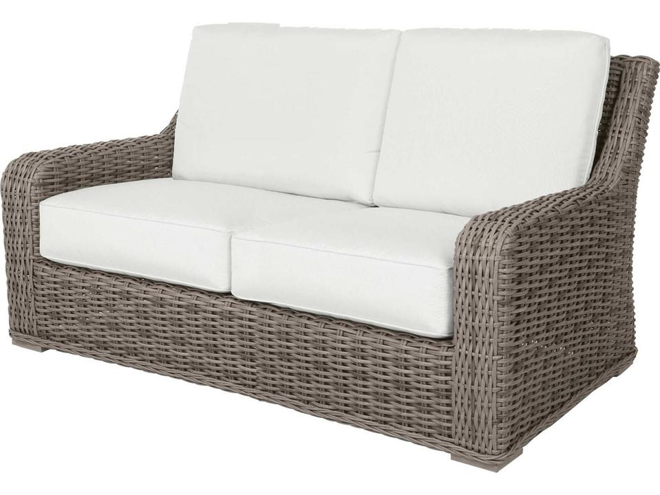 Laurent Outdoor HDPE Wicker Loveseat in Driftwood or Chestnut