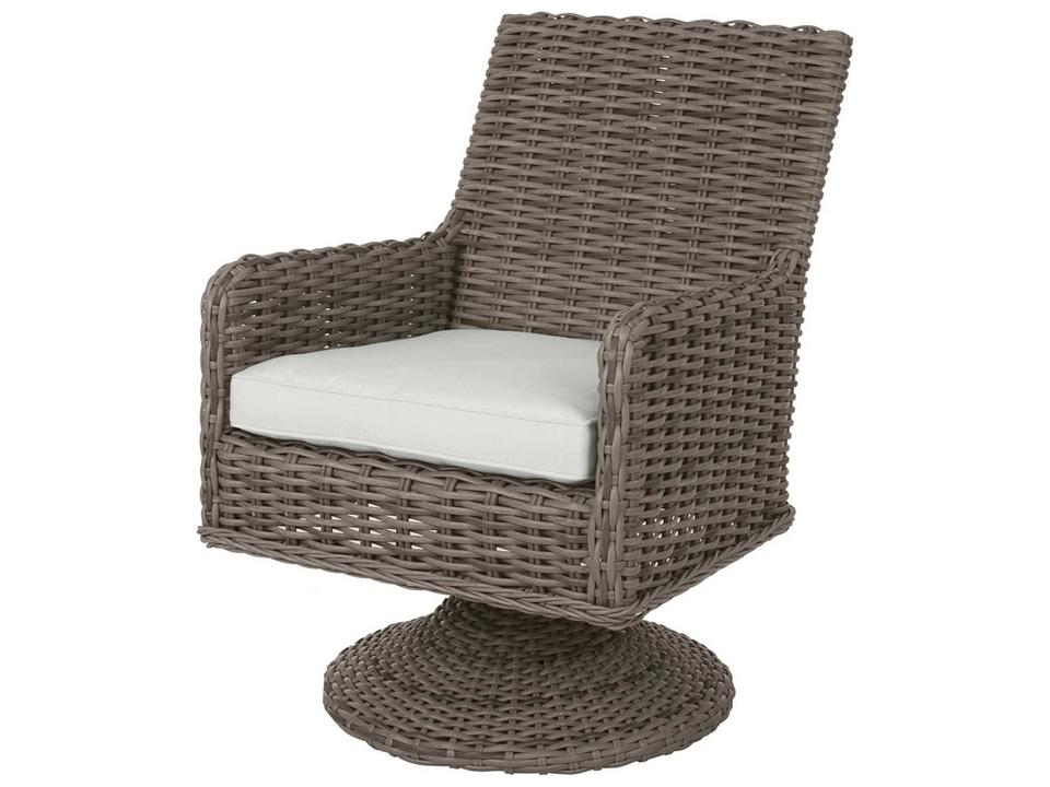 Laurent Wicker Swivel Rocker Dining Arm Chair