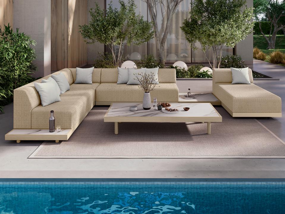 Grande Aluminum Wicker Padded Sectional Lounge Set