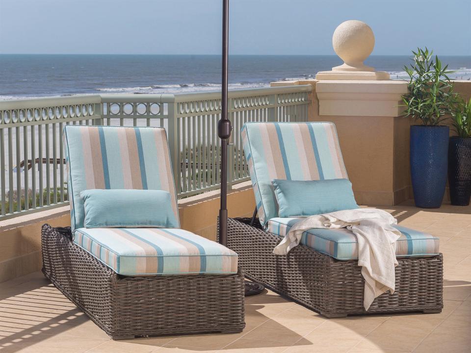 Laurent Wicker Chaise Outdoor Patio Lounge Set