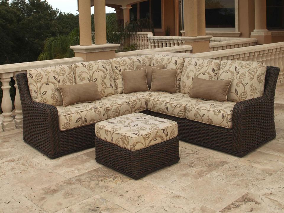 Laurent Wicker Sectional Patio Lounge Set