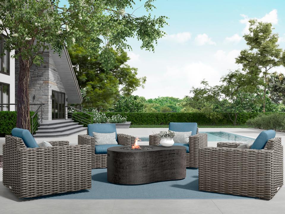 Mia Wicker Conversation Fire Pit Lounge Set