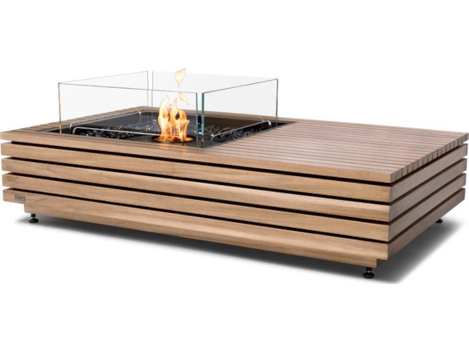 EcoSmart Fire Manhattan Rectangular Patio Fire Pit Table with with Ethanol Burner Stainless Steel