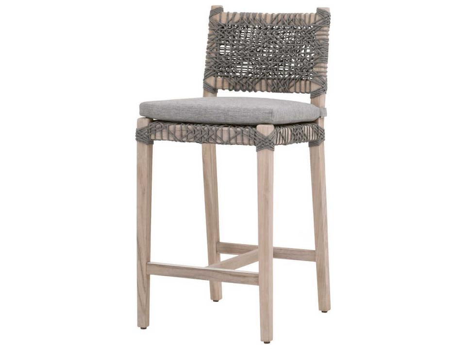 Costa Woven Rope Counter Stool in Dove Flat Gray Teak