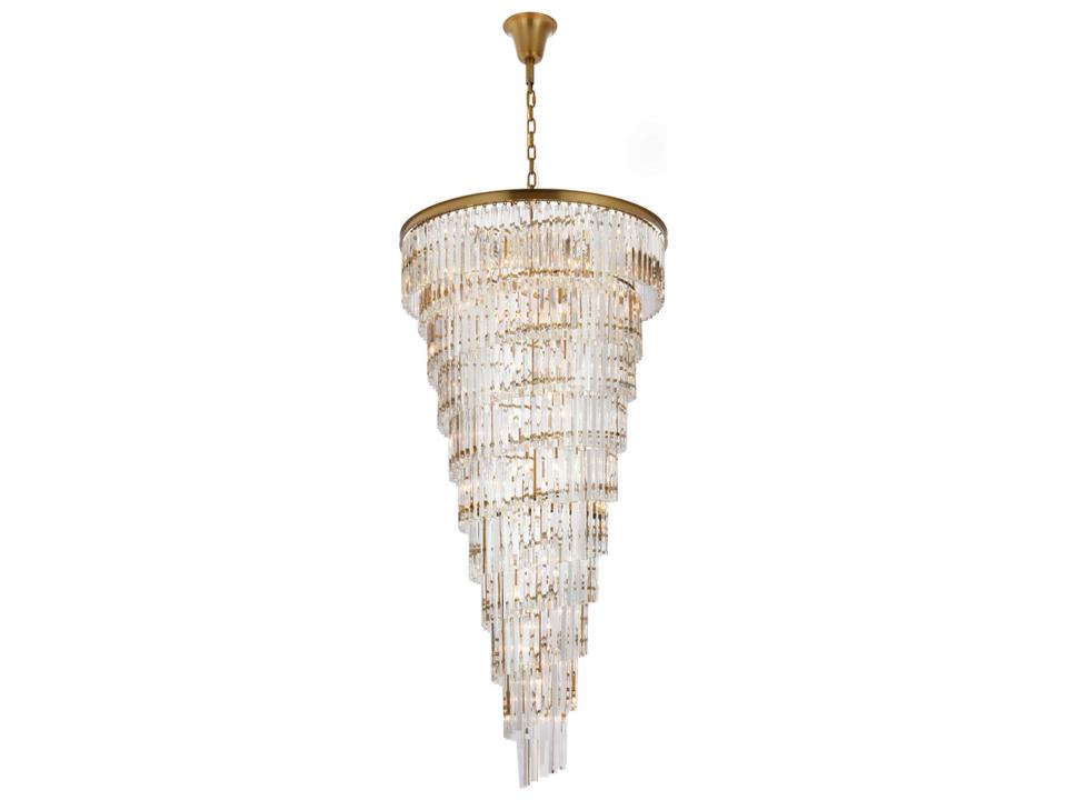 Sydney 42-Light Satin Gold Tiered Crystal Chandelier