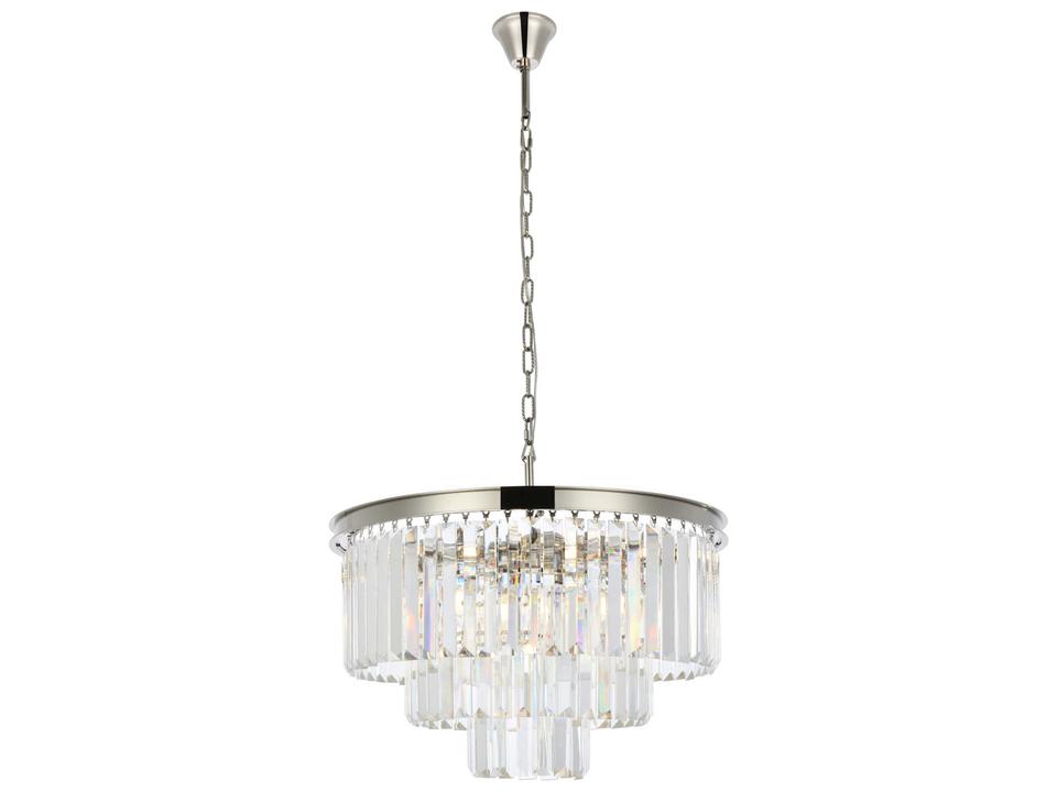 Sydney 9-Light Polished Nickel Clear Crystal Tiered Chandelier